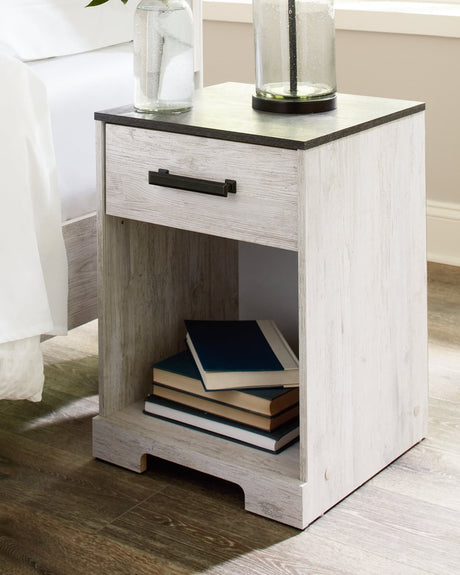 Shawburn Whitewash Charcoal Gray Nightstand front view