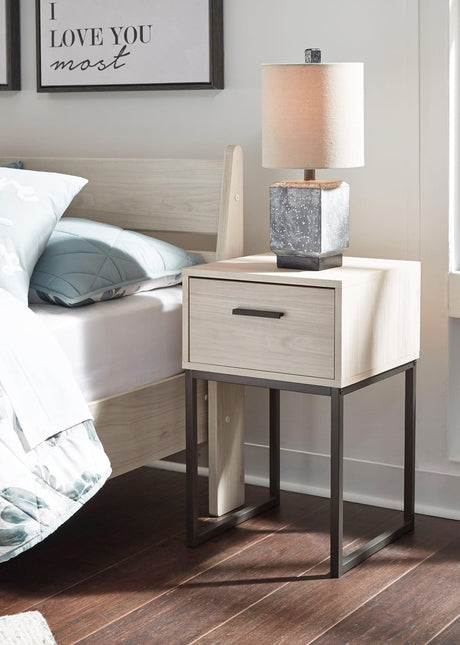 Socalle Light Natural Nightstand front view showing drawer closed