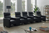 Toohey black upholstered tufted recliner home theater set front view