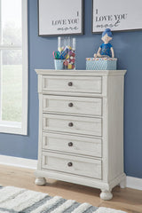 Robbinsdale Antique White Chest of Drawers front angle closed