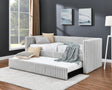 Hailey Light Gray Daybed front view showing upholstery and arm