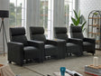 Toohey black tufted upholstered 4-seater home theater recliner set front view