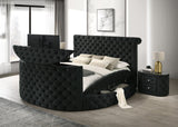 Voltare Black Upholstered Tufted Panel Queen Bed front view