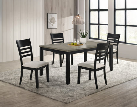 Folio Gray Black Rectangular Dining Room Set main view with table and chairs