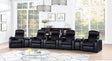 Cyrus 7-piece upholstered leather home theater seating set frontal view