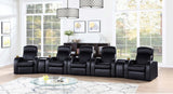 Cyrus 7-piece upholstered leather home theater seating set frontal view