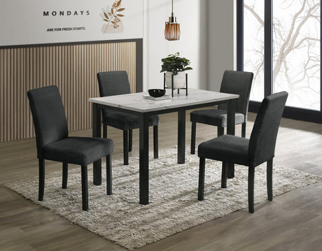 Resia black and white rectangular dining room set main view