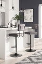 Strumford gray and black bar height swivel stool side view