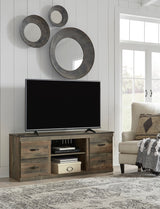 Brown modern storage TV stand angle view
