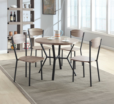 Blake round dining table in black graywash finish