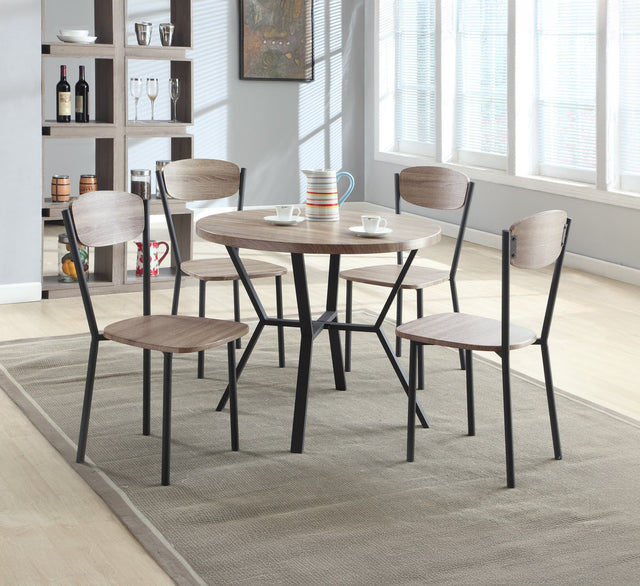 Blake round dining table in black graywash finish