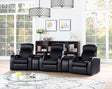 Cyrus 5-piece black leather home theater seating set front view