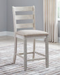 Skempton White and Light Brown Upholstered Counter Height Bar Stool front view