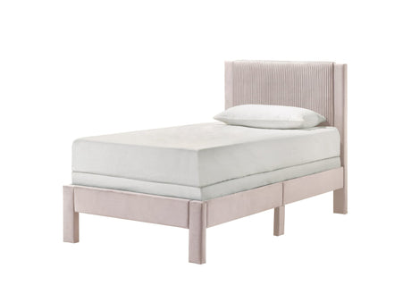 Lucia Pink Upholstered Platform Twin Bed front view