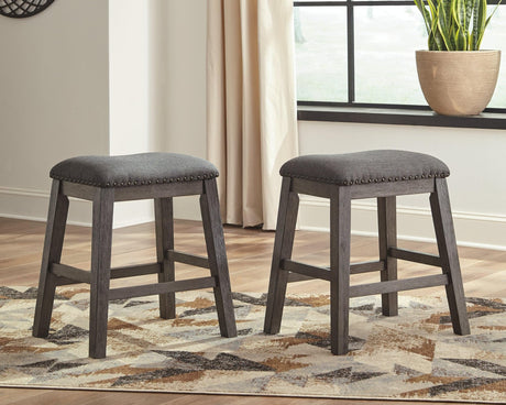 Caitbrook Gray Counter Height Upholstered Bar Stool front view