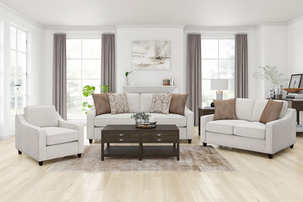 Christine 3-piece beige upholstered sofa set main view