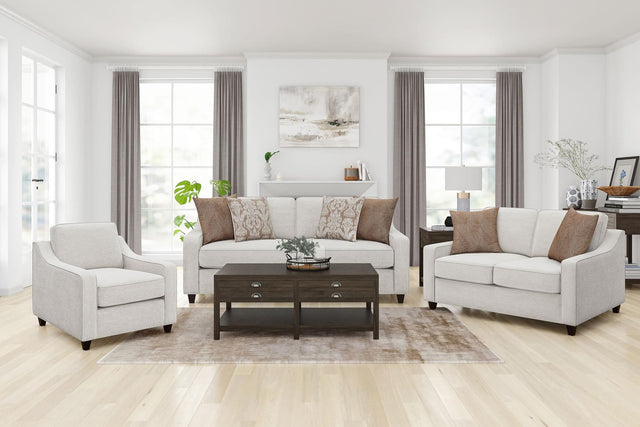 Christine 3-piece beige upholstered sofa set main view