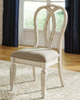 Realyn Chipped White Upholstered Dining Chair front angle
