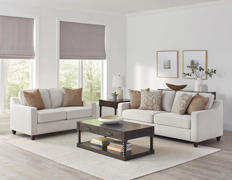 Christine 2-Piece Upholstered Sloped Arm Sofa Set Beige main view