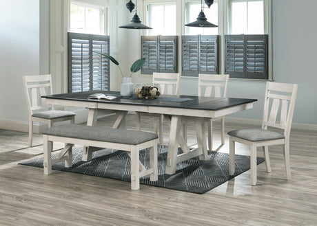 Main view of Maribelle Chalk Gray Extendable Dining Room Set