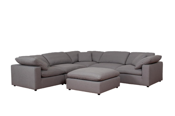 Raleigh 6-Piece Boucle Upholstered Modular Sectional in grey viewed from front angle