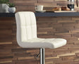Bellatier Bone Adjustable Height Bar Stool front view showing tufted upholstery