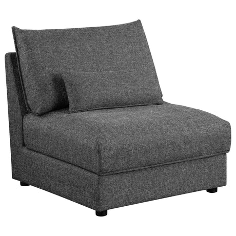 Sasha Barely Black Upholstered Armless Chair front view
