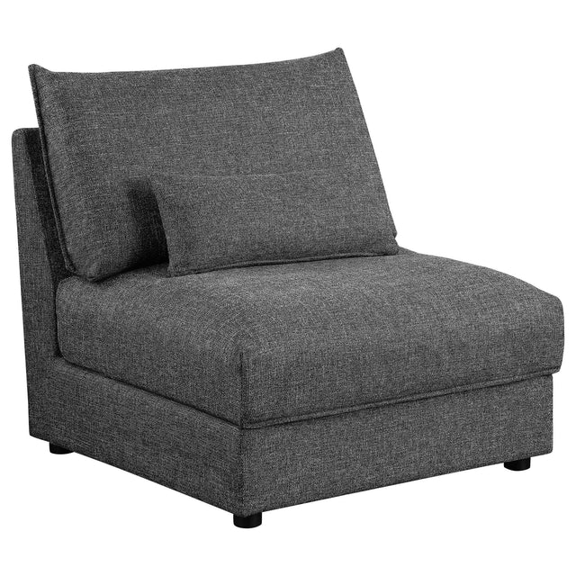 Sasha Barely Black Upholstered Armless Chair front view
