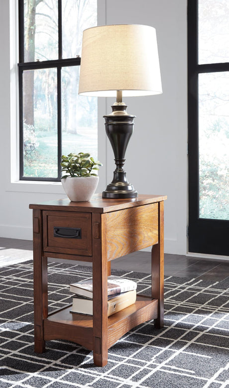 Breegin Brown Chairside End Table Angled View