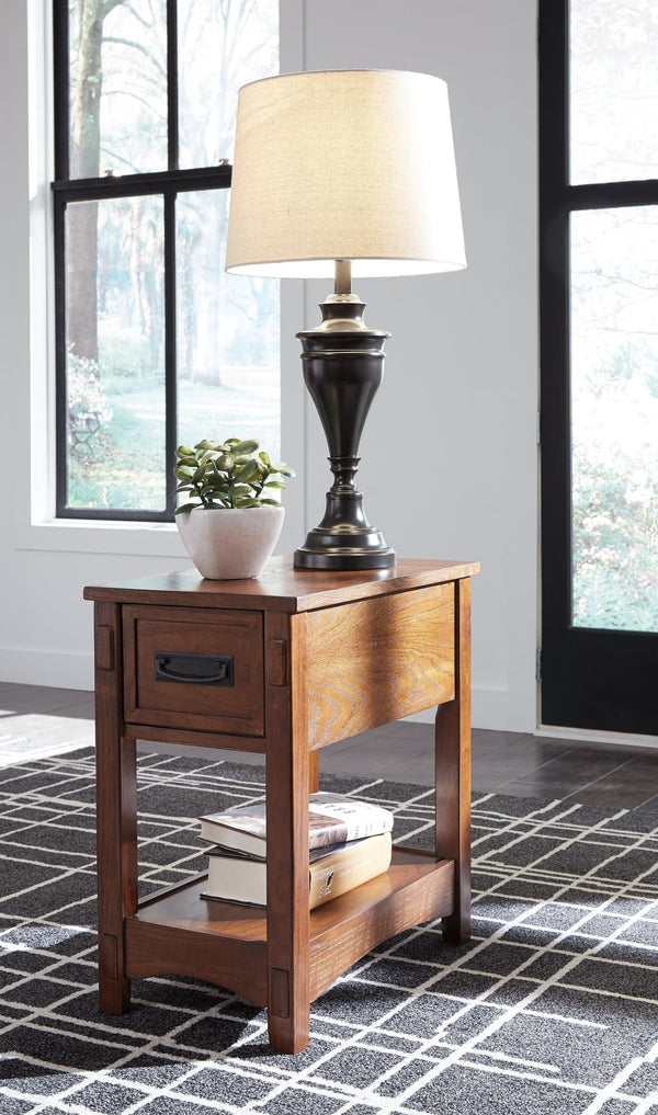 Breegin Brown Chairside End Table Angled View