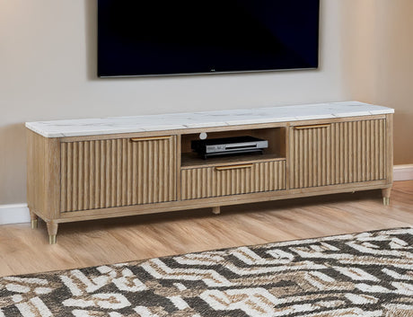Kara Natural Cerused TV Stand front view