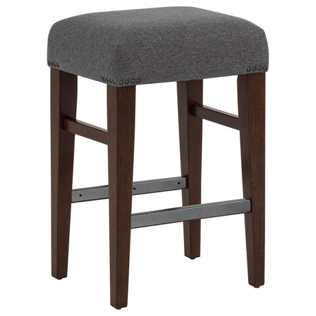 Naser Upholstered Counter Stool Grey and Dark Walnut Set of 2 — product view