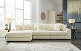 front view of Lindyn Ivory 3-Piece Sectional Sofa with Right Arm Chaise