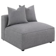 Jennifer grey upholstered armless chair side view