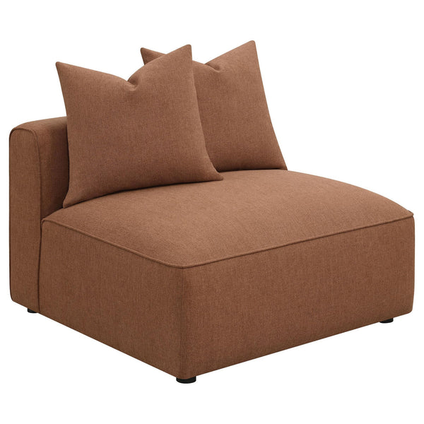 Jennifer Upholstered Armless Accent Chair in Terracotta front view