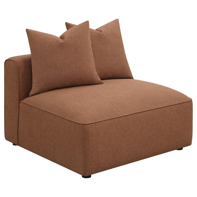 Jennifer Upholstered Armless Accent Chair in Terracotta front view