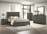 Valor Gray Panel Bedroom Set main view with bed and coordinating furniture