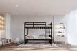 Black solid wood twin over twin bunk bed front view