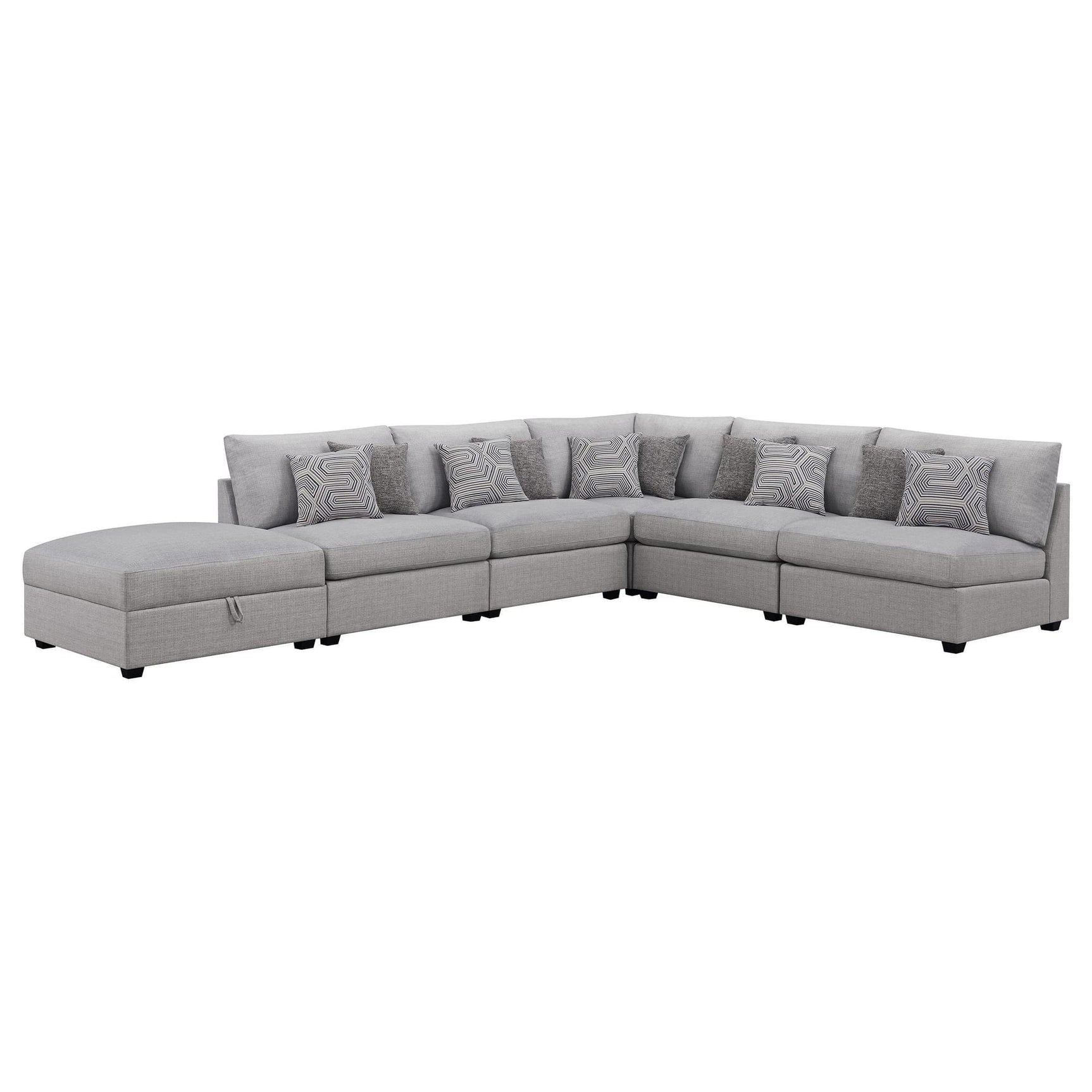 Cambria 6-Piece Grey Upholstered Modular Sectional Sofa front view