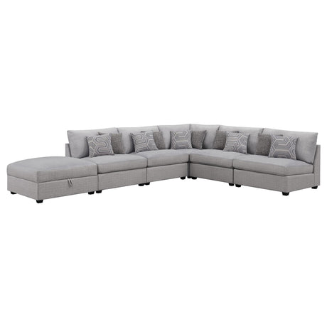 Cambria 6-Piece Grey Upholstered Modular Sectional Sofa front view