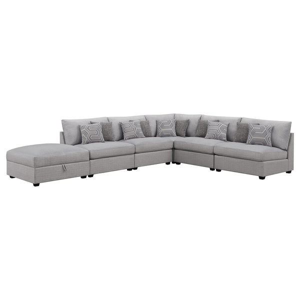 Cambria 6-Piece Grey Upholstered Modular Sectional Sofa front view