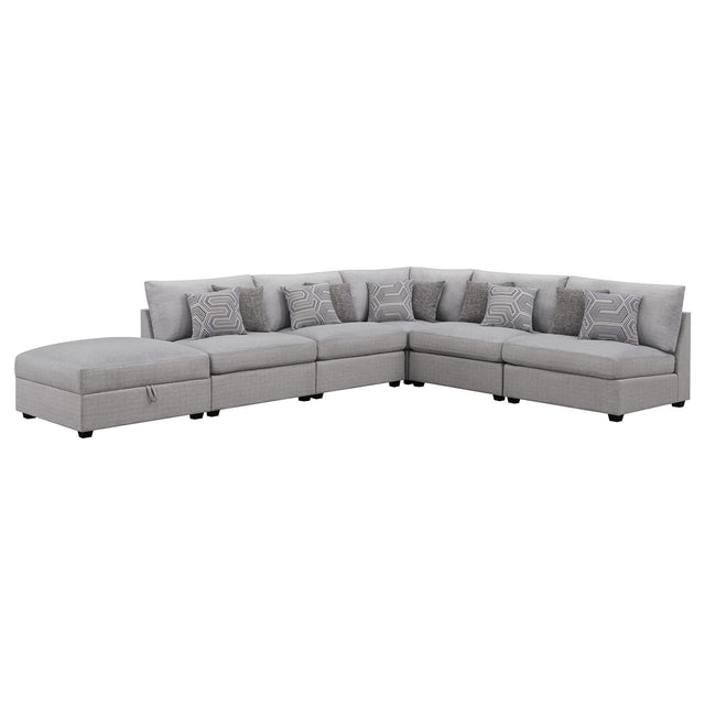 Cambria 6-Piece Grey Upholstered Modular Sectional Sofa front view