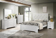 Amalia White Upholstered Tufted Panel Bedroom Set main view, bed front