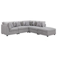 main view of Cambria 5-Piece Upholstered Modular Sectional Sofa Grey sectional sofa