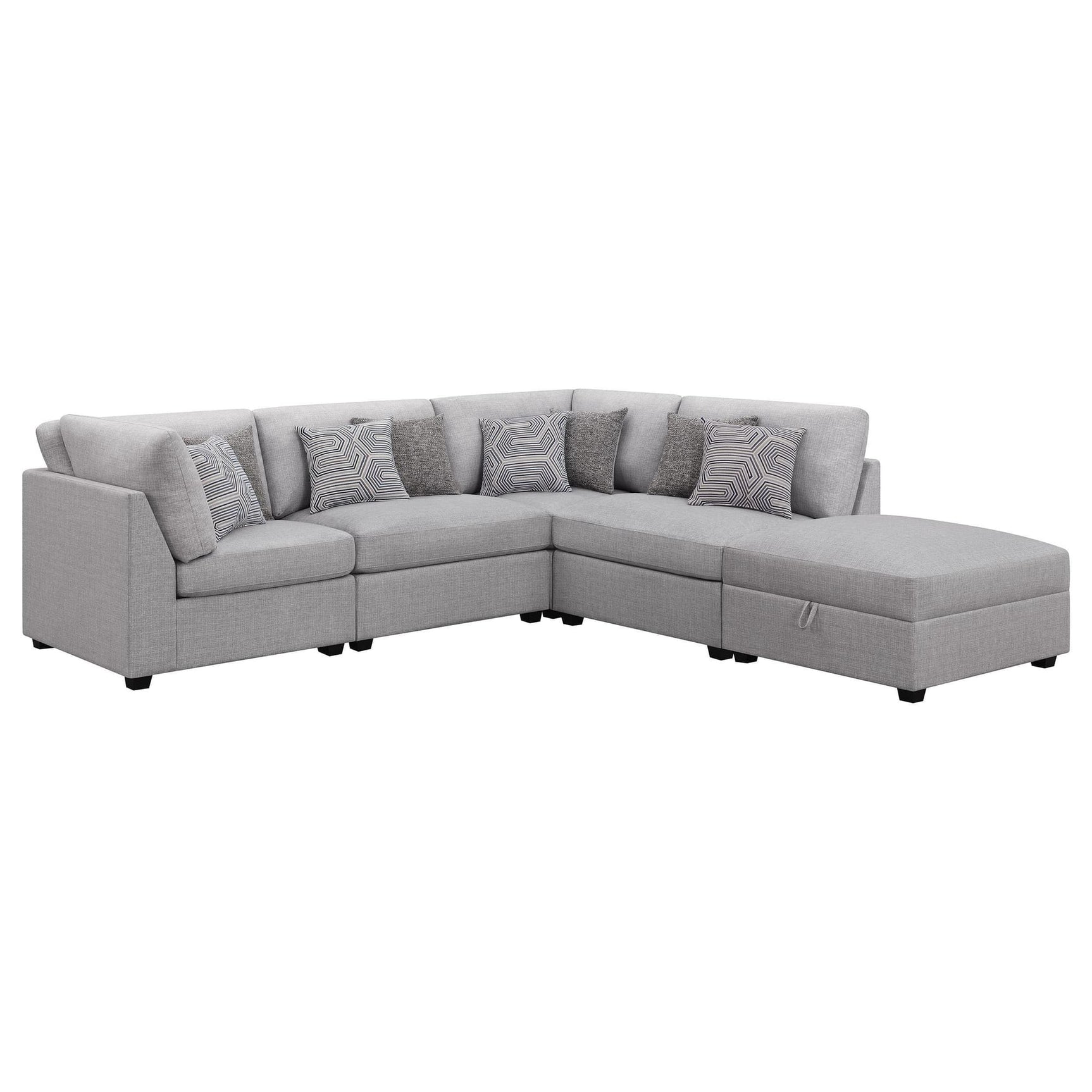 main view of Cambria 5-Piece Upholstered Modular Sectional Sofa Grey sectional sofa