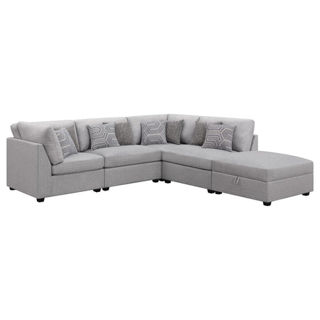 main view of Cambria 5-Piece Upholstered Modular Sectional Sofa Grey sectional sofa