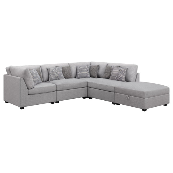 main view of Cambria 5-Piece Upholstered Modular Sectional Sofa Grey sectional sofa