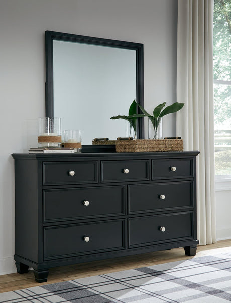 Lanolee Black Dresser and Mirror front view