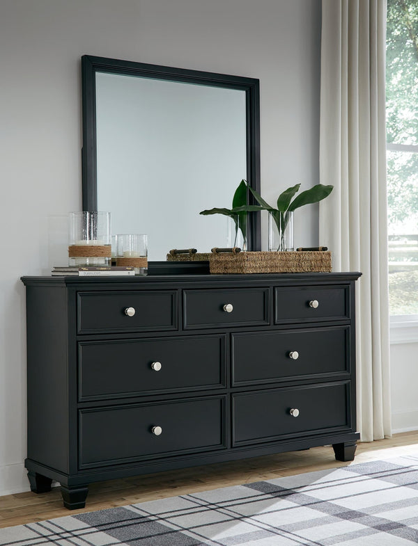Lanolee Black Dresser and Mirror front view