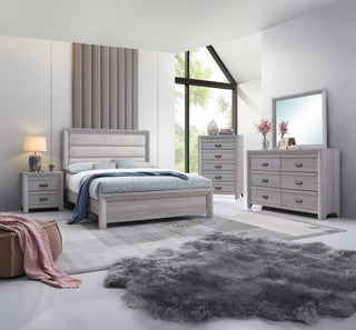 Adelaide Gray Upholstered Panel Bedroom Set bed main view